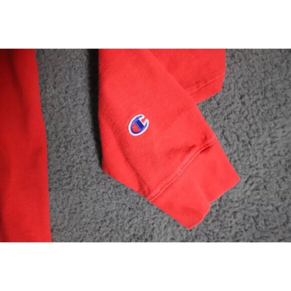 Vintage Champion Sweatshirt Mens M Red Knit Spell Out Signature Logo Embroidered - Picture 4 of 10